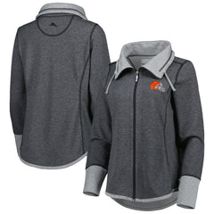 Cleveland Browns Women's Sport Sun Fade Full-Zip Sweatshirt Heathered Black