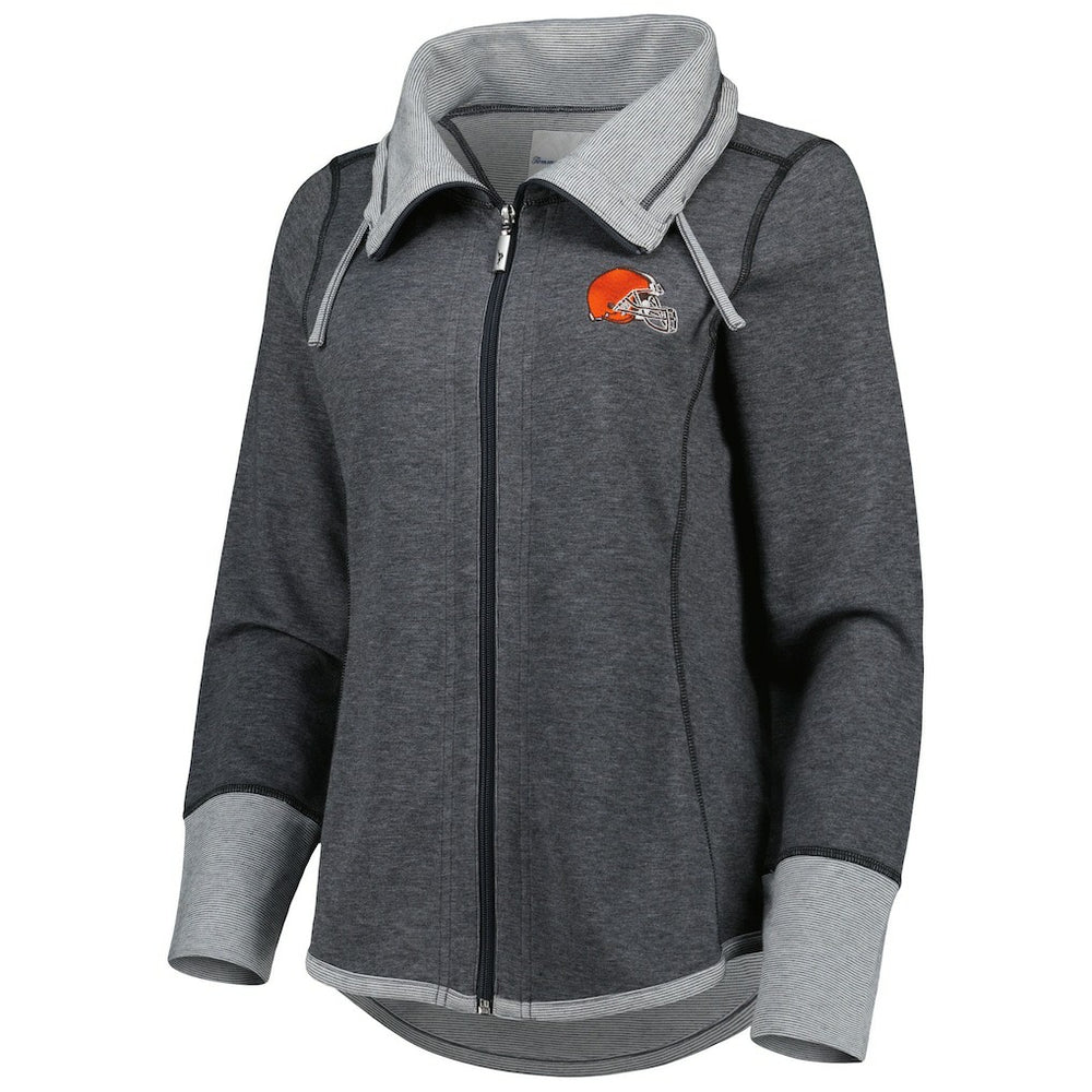 Cleveland Browns Women's Sport Sun Fade Full-Zip Sweatshirt Heathered Black