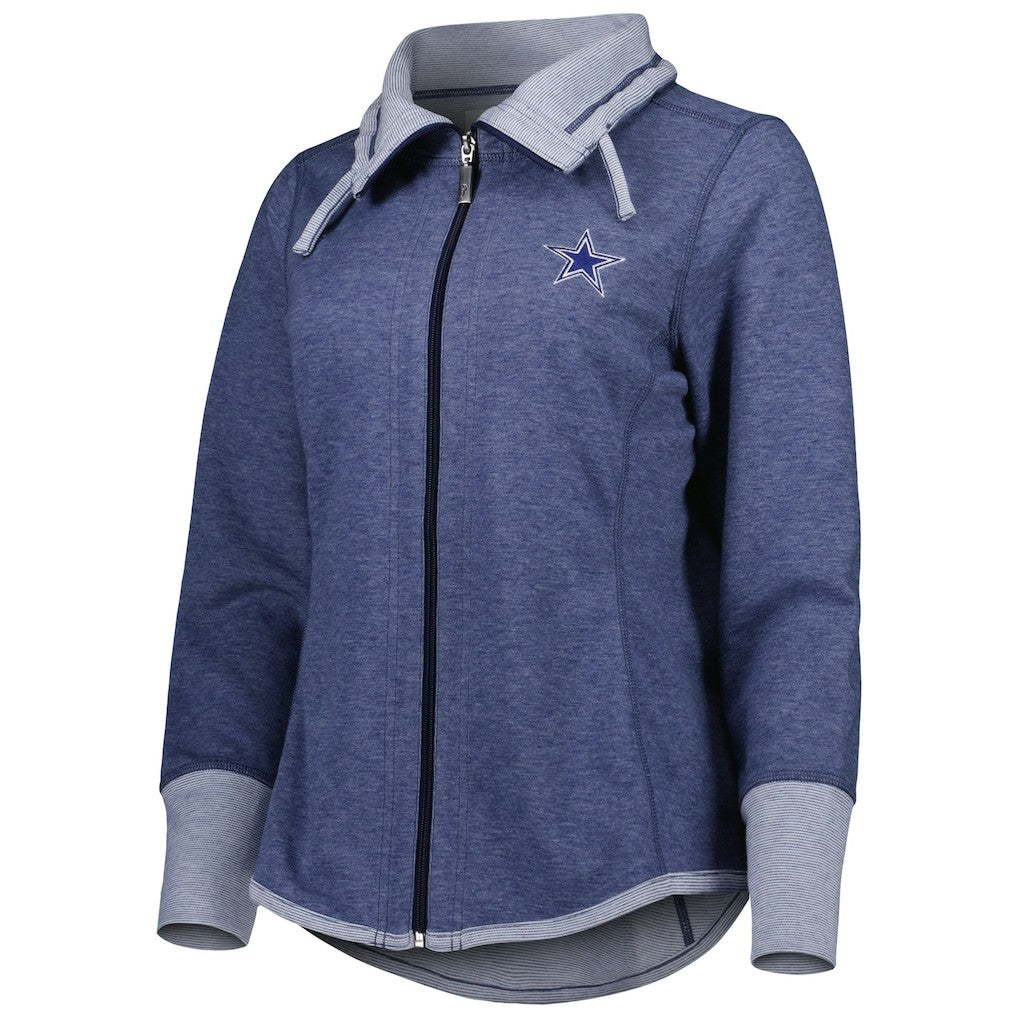 Dallas Cowboys Women's Sport Sun Fade Full-Zip Sweatshirt Heathered Navy