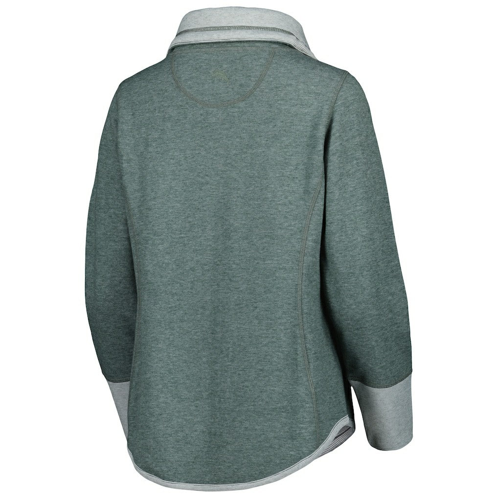 Green Bay Packers Women's Sport Sun Fade Full-Zip Sweatshirt Heathered Green