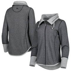 Las Vegas Raiders Women's Sport Sun Fade Full-Zip Sweatshirt Heathered Black