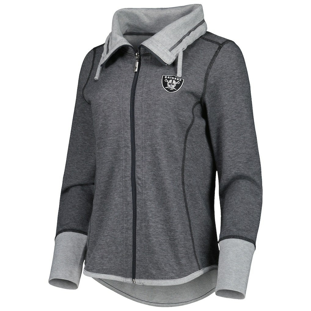 Las Vegas Raiders Women's Sport Sun Fade Full-Zip Sweatshirt Heathered Black