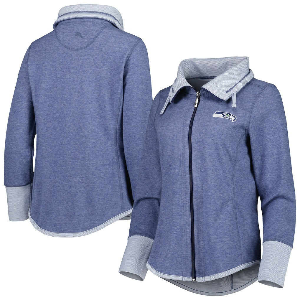 Seattle Seahawks Women's Sport Sun Fade Full-Zip Sweatshirt Heathered College Navy