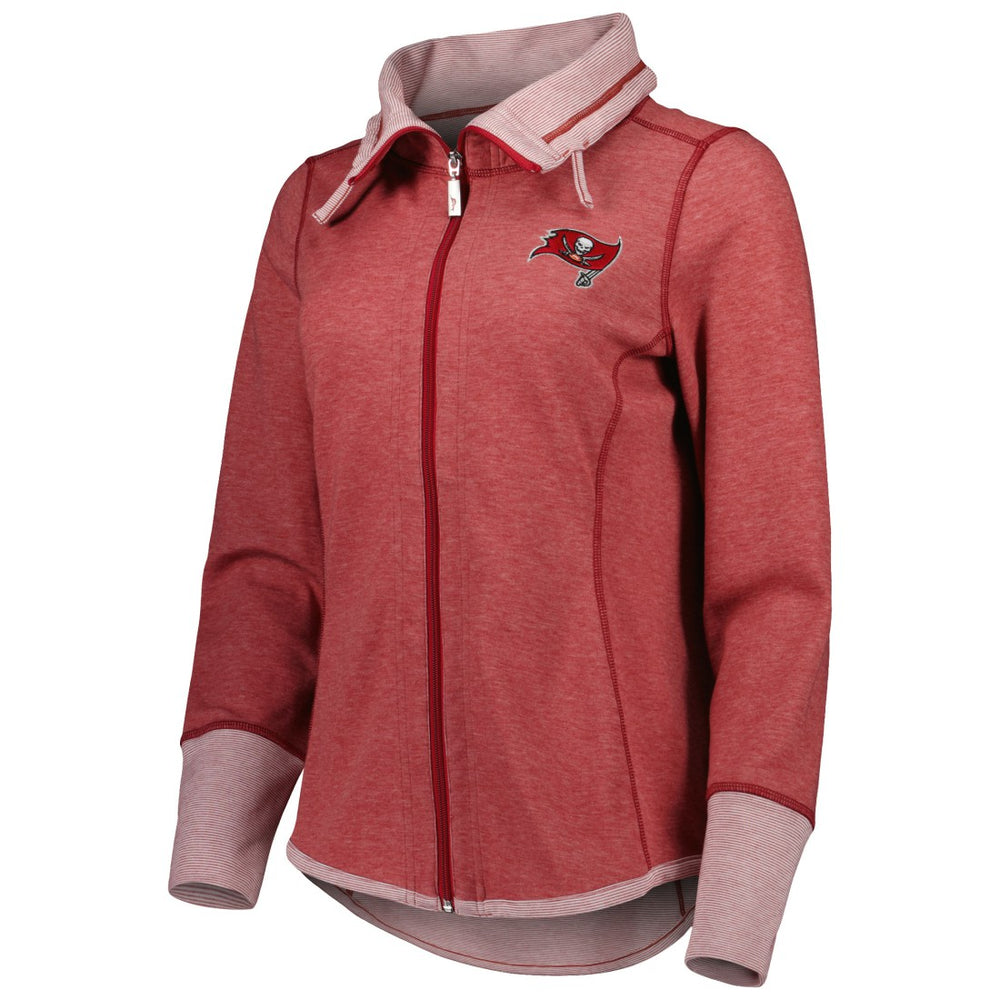 Tampa Bay Buccaneers Women's Sport Sun Fade Full-Zip Sweatshirt Heathered Red