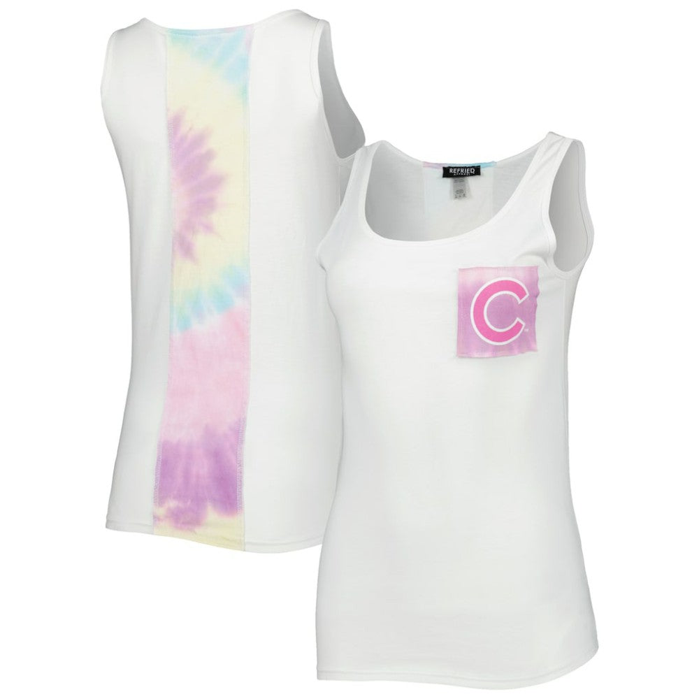 Chicago Cubs Refried Apparel Women's Tie-Dye Tank Top - White - MLB on Sale