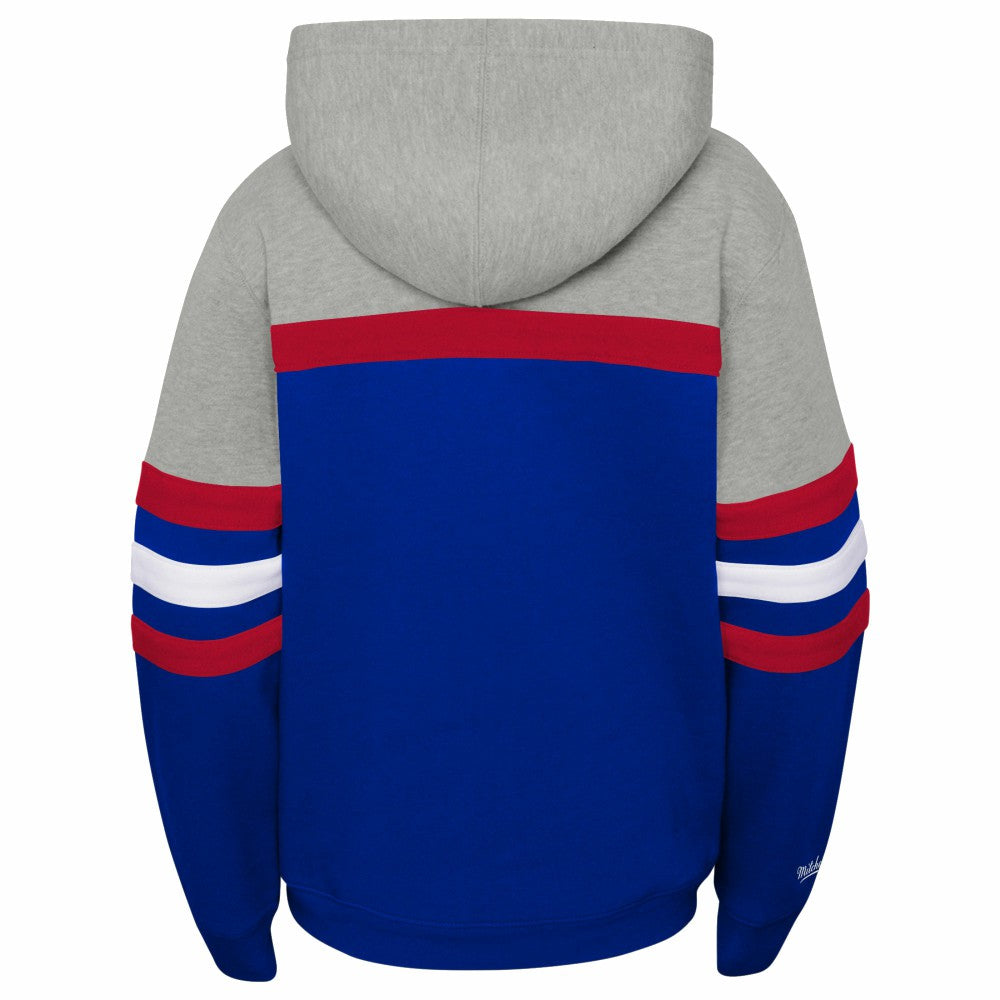 Los Angeles Dodgers Mitchell & Ness Youth Cooperstown Collection Head Coach Pullover Hoodie - Heather Gray/Royal - Mitchell & Ness on Sale