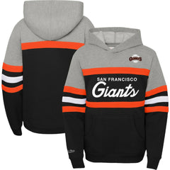 San Francisco Giants Mitchell & Ness Youth Cooperstown Collection Head Coach Pullover Hoodie - Heather Gray/Black - Mitchell & Ness on Sale