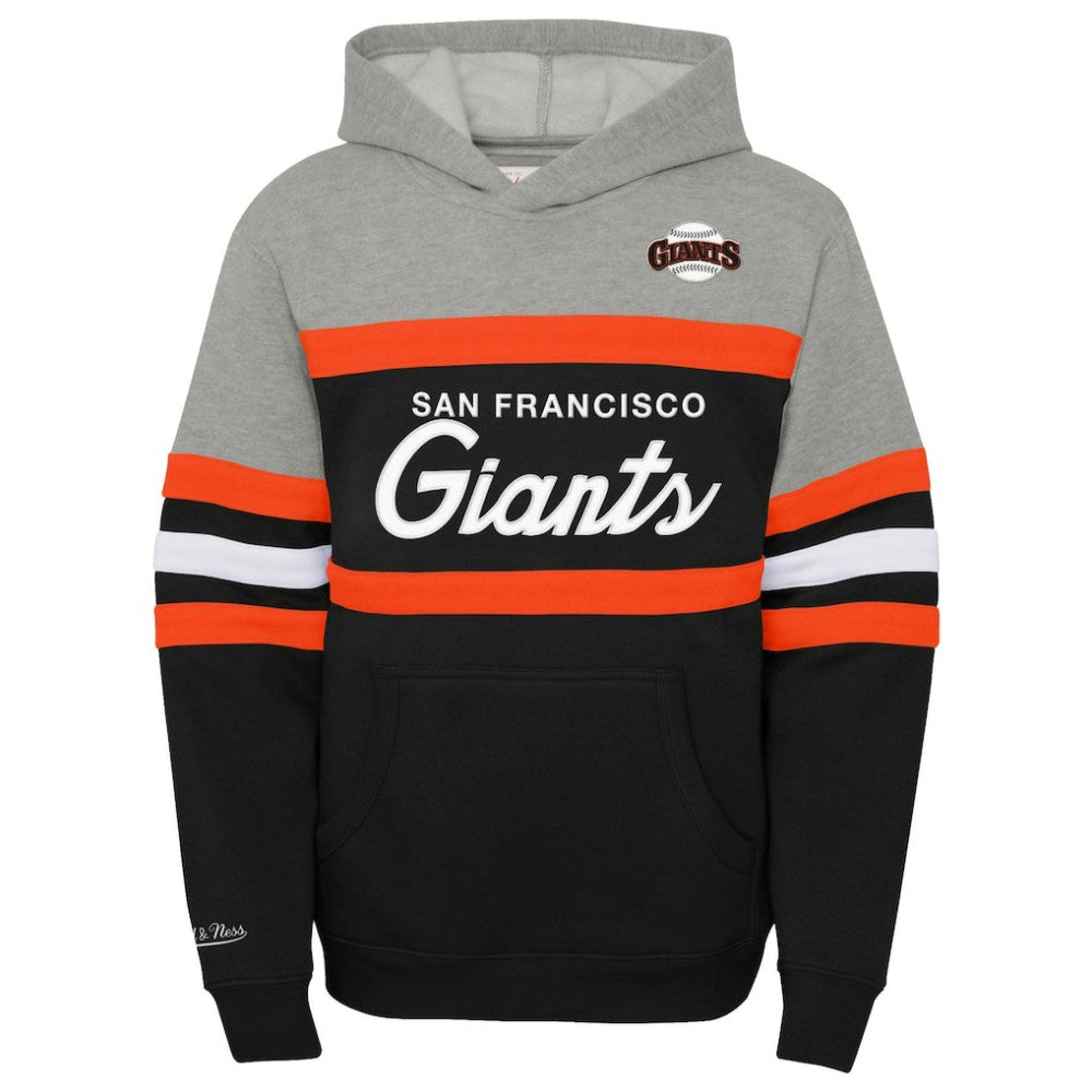 San Francisco Giants Mitchell & Ness Youth Cooperstown Collection Head Coach Pullover Hoodie - Heather Gray/Black - Mitchell & Ness on Sale