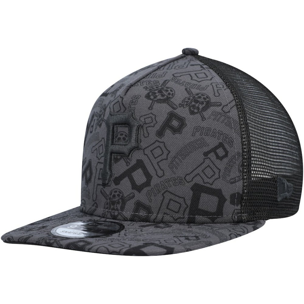 Pittsburgh Pirates New Era Repeat A-Frame 9FIFTY Trucker Snapback Hat - Black - New Era on Sale