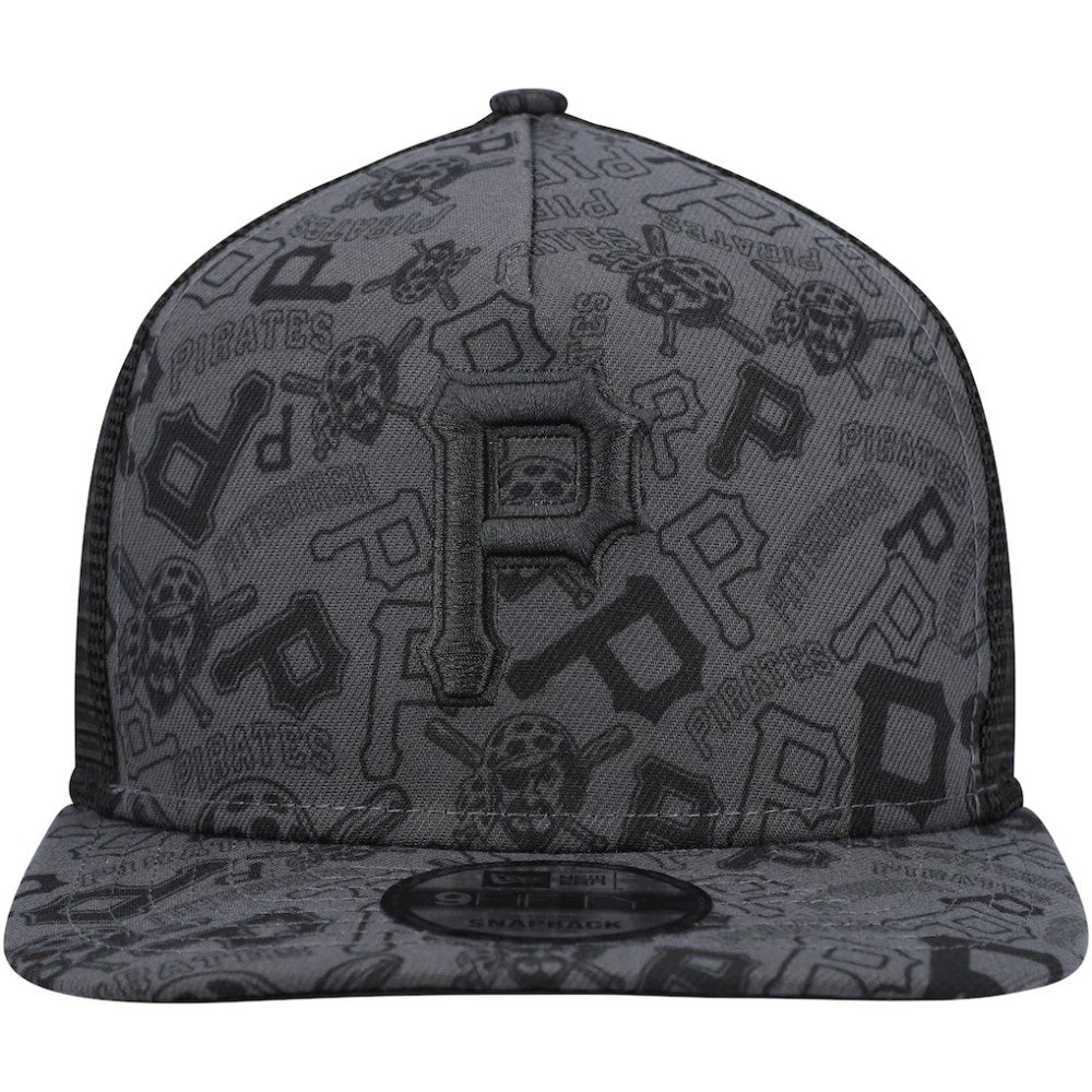 Pittsburgh Pirates New Era Repeat A-Frame 9FIFTY Trucker Snapback Hat - Black - New Era on Sale