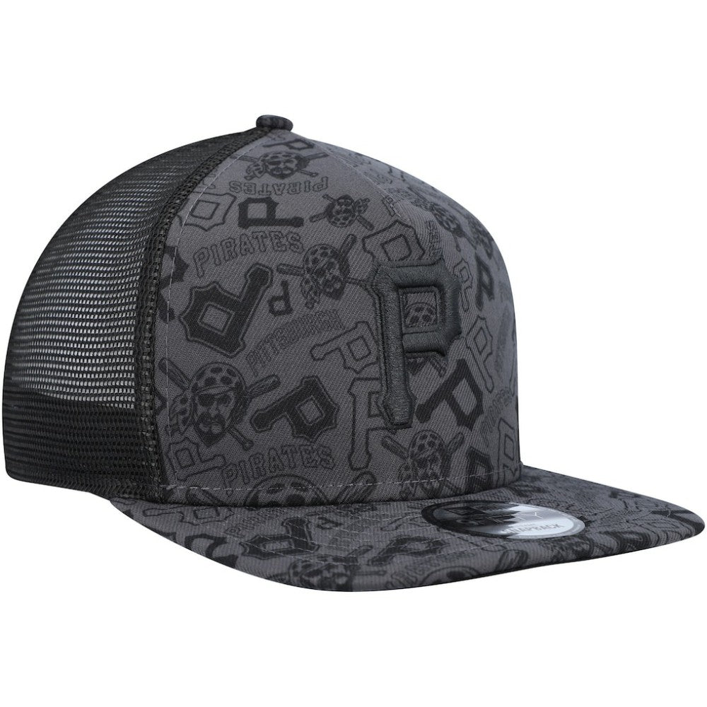Pittsburgh Pirates New Era Repeat A-Frame 9FIFTY Trucker Snapback Hat - Black - New Era on Sale