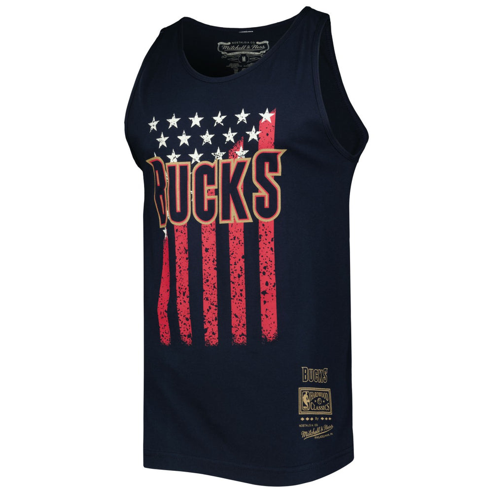 Milwaukee Bucks Hardwood Classics Americana Stars and Stripes Tank Top Navy | Mitchell & Ness for sale