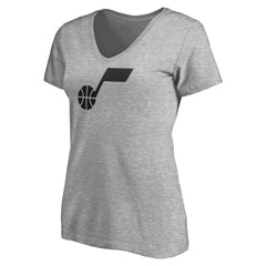 Utah Jazz Women's Primary Team Logo V-Neck T-Shirt Heathered Gray