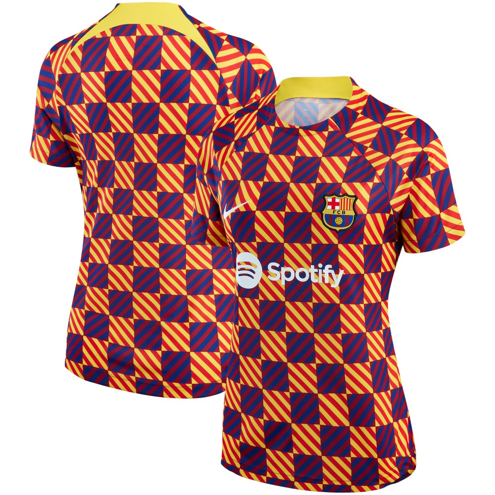 Barcelona Women's 2022/23 Pre-Match Raglan Performance Top Yellow - Nike for sale