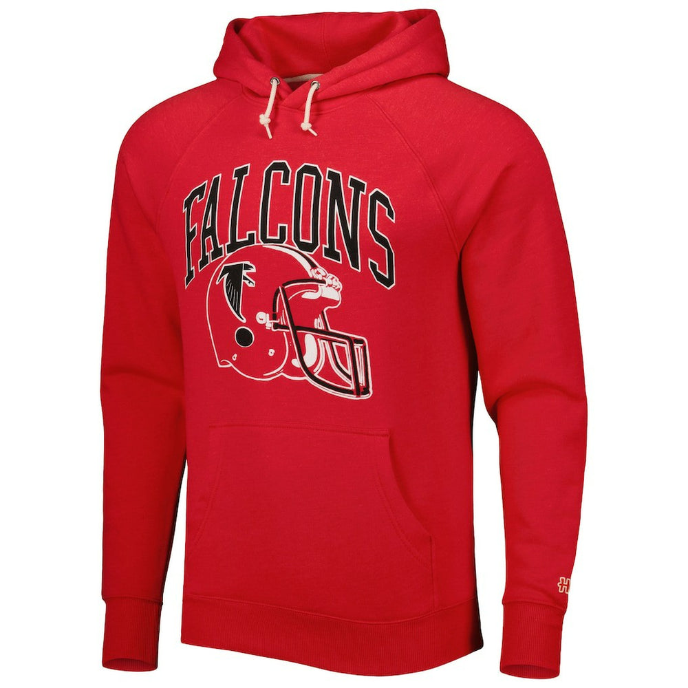 Atlanta Falcons Homage Retro Helmet Tri-Blend Raglan Pullover Hoodie Red