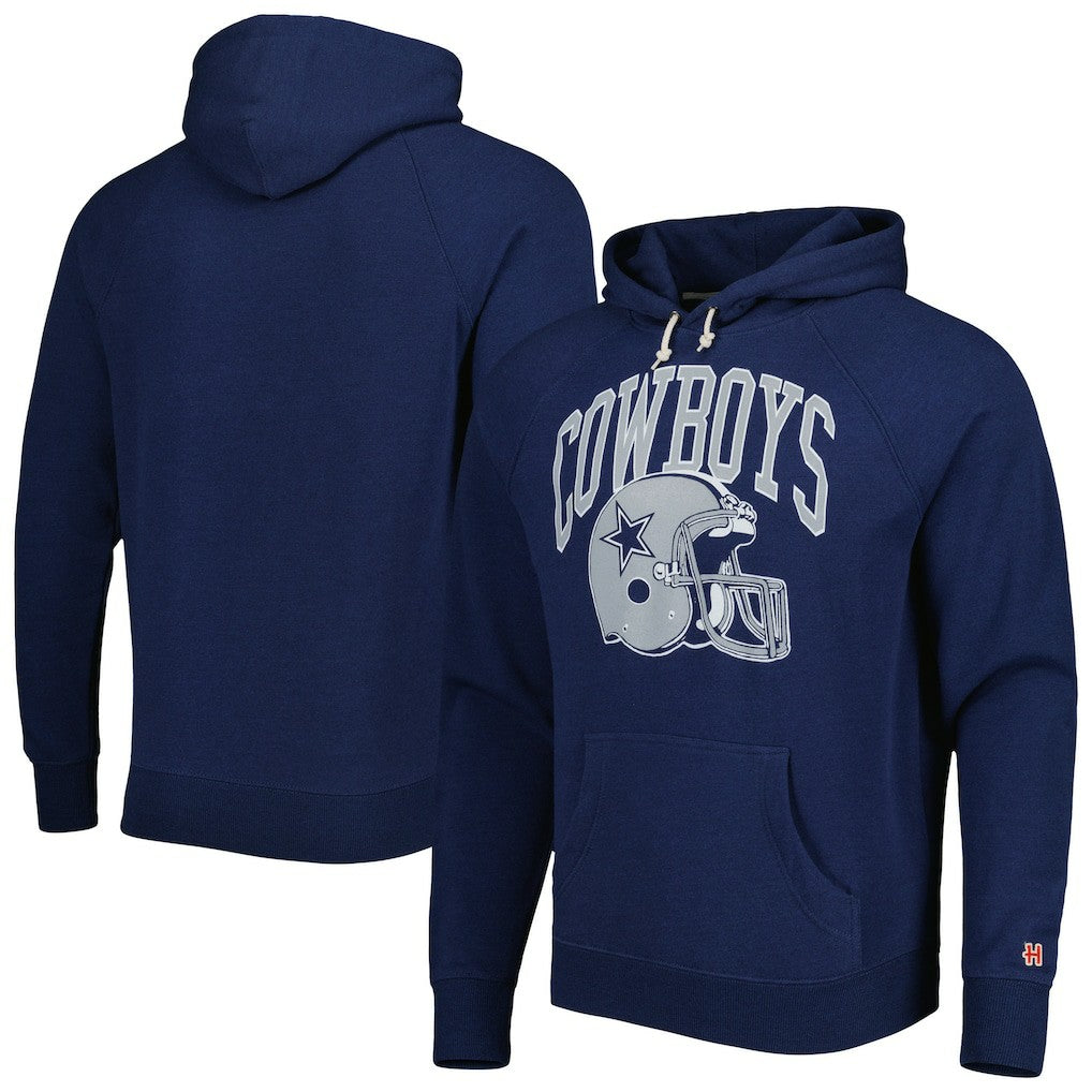 Dallas Cowboys Homage Retro Helmet Tri-Blend Raglan Pullover Hoodie Navy
