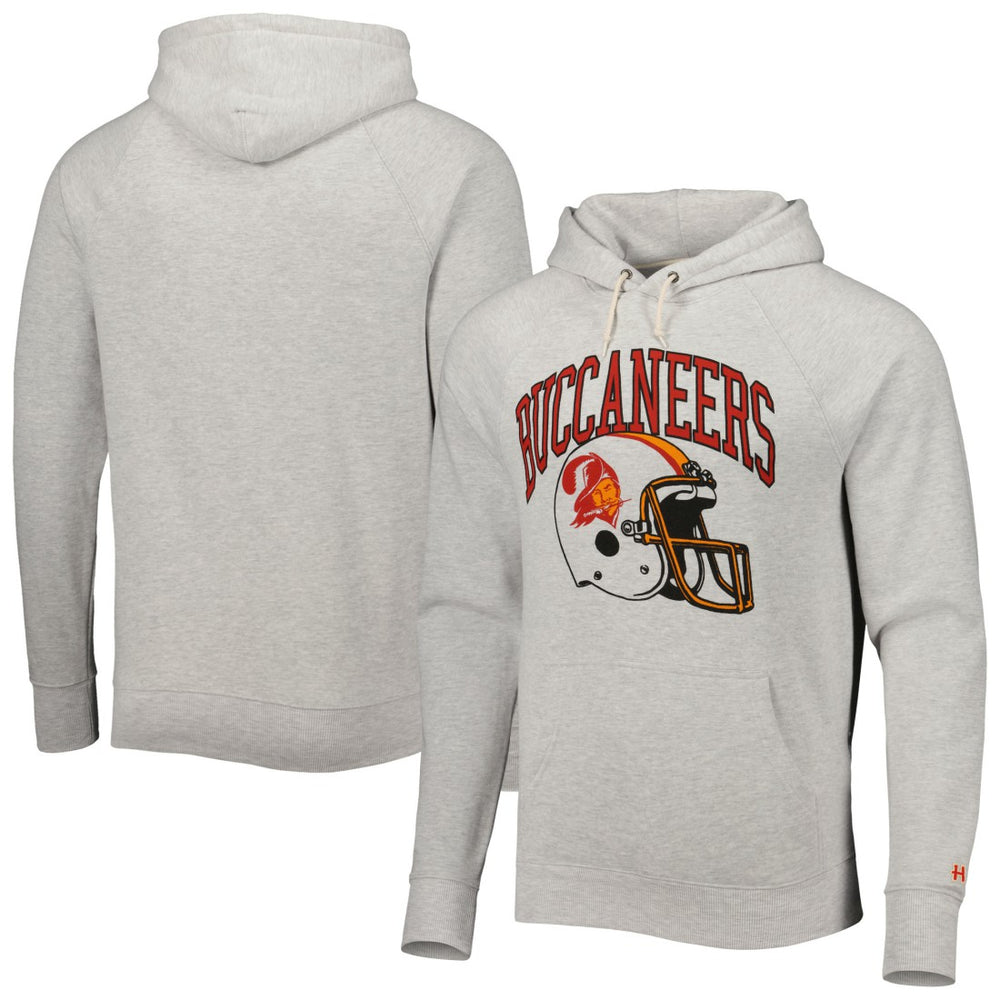 Tampa Bay Buccaneers Homage Retro Helmet Tri-Blend Raglan Pullover Hoodie Ash