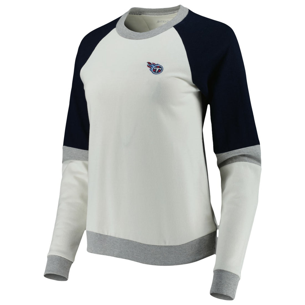 Tennessee Titans Antigua Women's Avenue Raglan Pullover Sweatshirt Cream/Navy