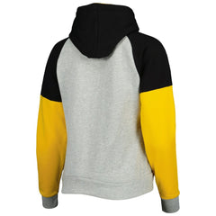 Pittsburgh Steelers Antigua Women's Lightweight Jackpot Raglan Half-Zip Pullover Hoodie Heather Gray