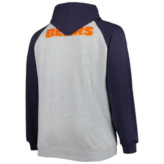 Chicago Bears Big & Tall Fleece Raglan Full-Zip Hoodie Jacket Heather Gray