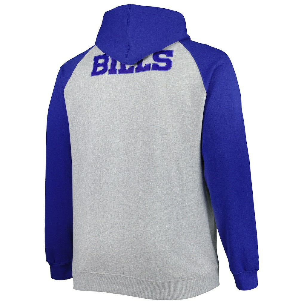 Buffalo Bills Big & Tall Fleece Raglan Full-Zip Hoodie Jacket Heather Gray
