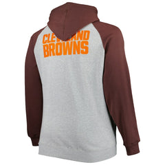 Cleveland Browns Big & Tall Fleece Raglan Full-Zip Hoodie Jacket Heather Gray