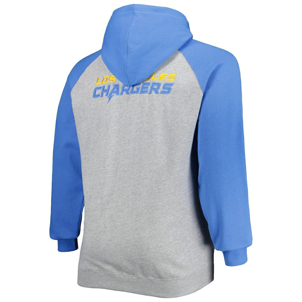 Fanatics Los Angeles Chargers Big & Tall Fleece Raglan Full-Zip Hoodie Jacket Heather Gray