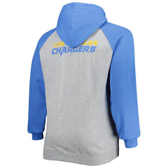 Fanatics Los Angeles Chargers Big & Tall Fleece Raglan Full-Zip Hoodie Jacket Heather Gray