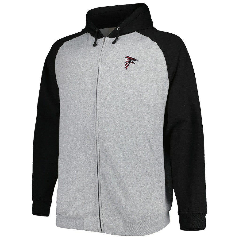 Atlanta Falcons Big & Tall Fleece Raglan Full-Zip Hoodie Jacket Heather Gray