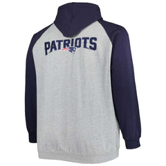 New England Patriots Big & Tall Fleece Raglan Full-Zip Hoodie Jacket Heather Gray