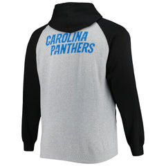 Carolina Panthers Big & Tall Fleece Raglan Full-Zip Hoodie Jacket Heather Gray