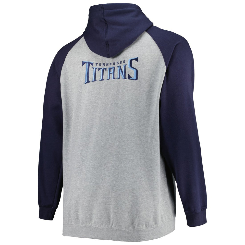 Tennessee Titans Big & Tall Fleece Raglan Full-Zip Hoodie Jacket Heather Gray