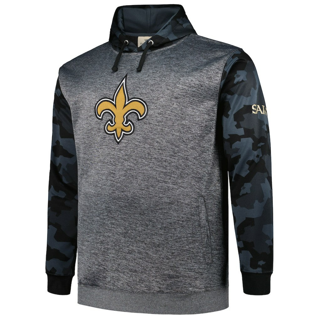 Fanatics New Orleans Saints Big & Tall Camo Pullover Hoodie Heather Charcoal