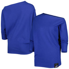 Buffalo Bills KIYA TOMLIN Women's Twisted Tri-Blend Asymmetrical 3/4-Dolman Sleeve Sweatshirt Royal