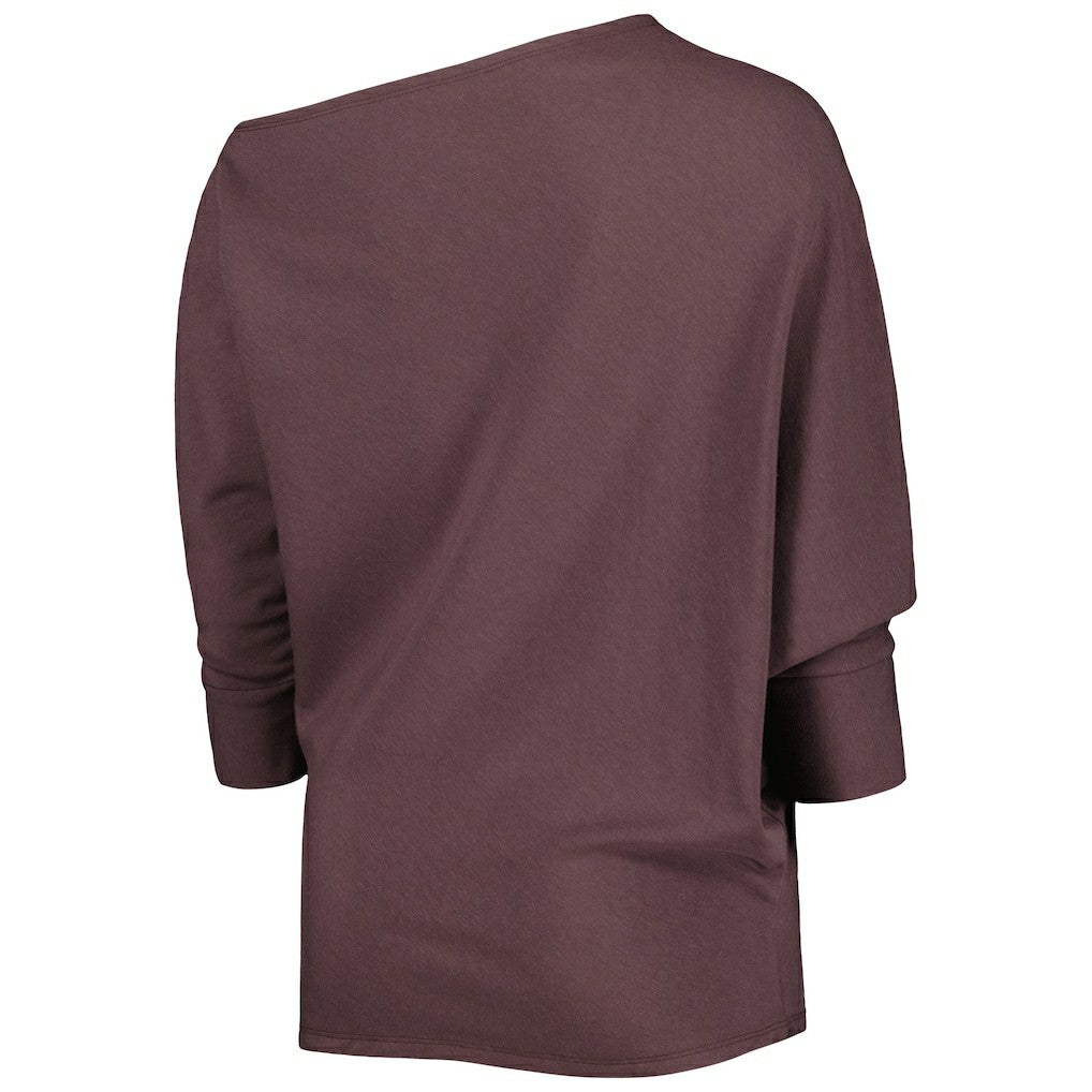 Cleveland Browns KIYA TOMLIN Women's Twisted Tri-Blend Asymmetrical 3/4-Dolman Sleeve Sweatshirt Brown