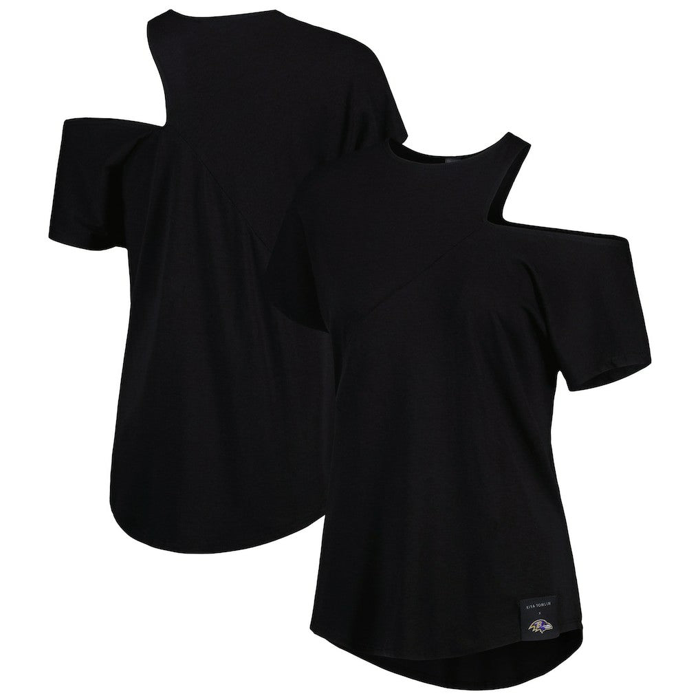 Baltimore Ravens KIYA TOMLIN Women's Cut Out Tri-Blend Shirt Black