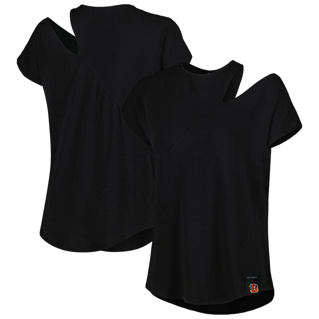 Cincinnati Bengals KIYA TOMLIN Women's Cut Out Tri-Blend Shirt Black