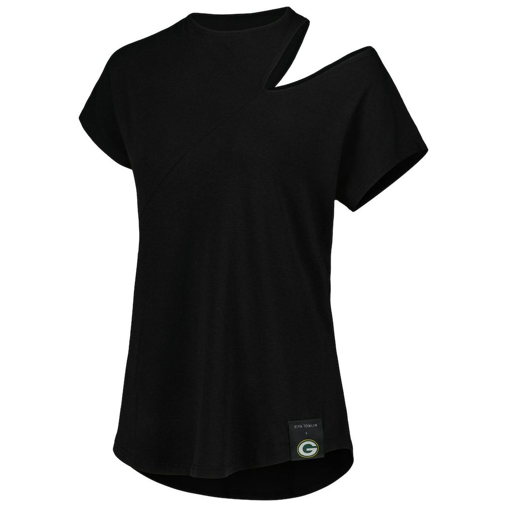 Green Bay Packers KIYA TOMLIN Women's Cut Out Tri-Blend Shirt Black