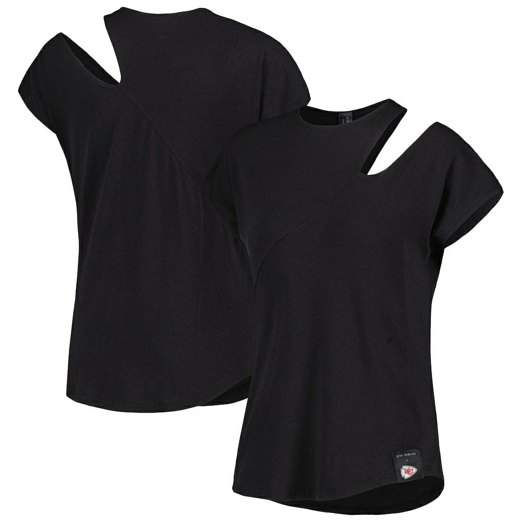 Kansas City Chiefs KIYA TOMLIN Women's Cut Out Tri-Blend Shirt Black