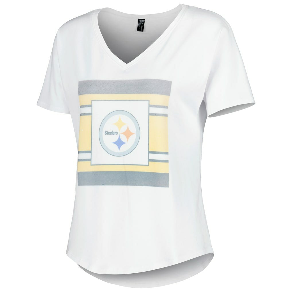 Pittsburgh Steelers KIYA TOMLIN Women's Tri-Blend V-Neck T-Shirt White