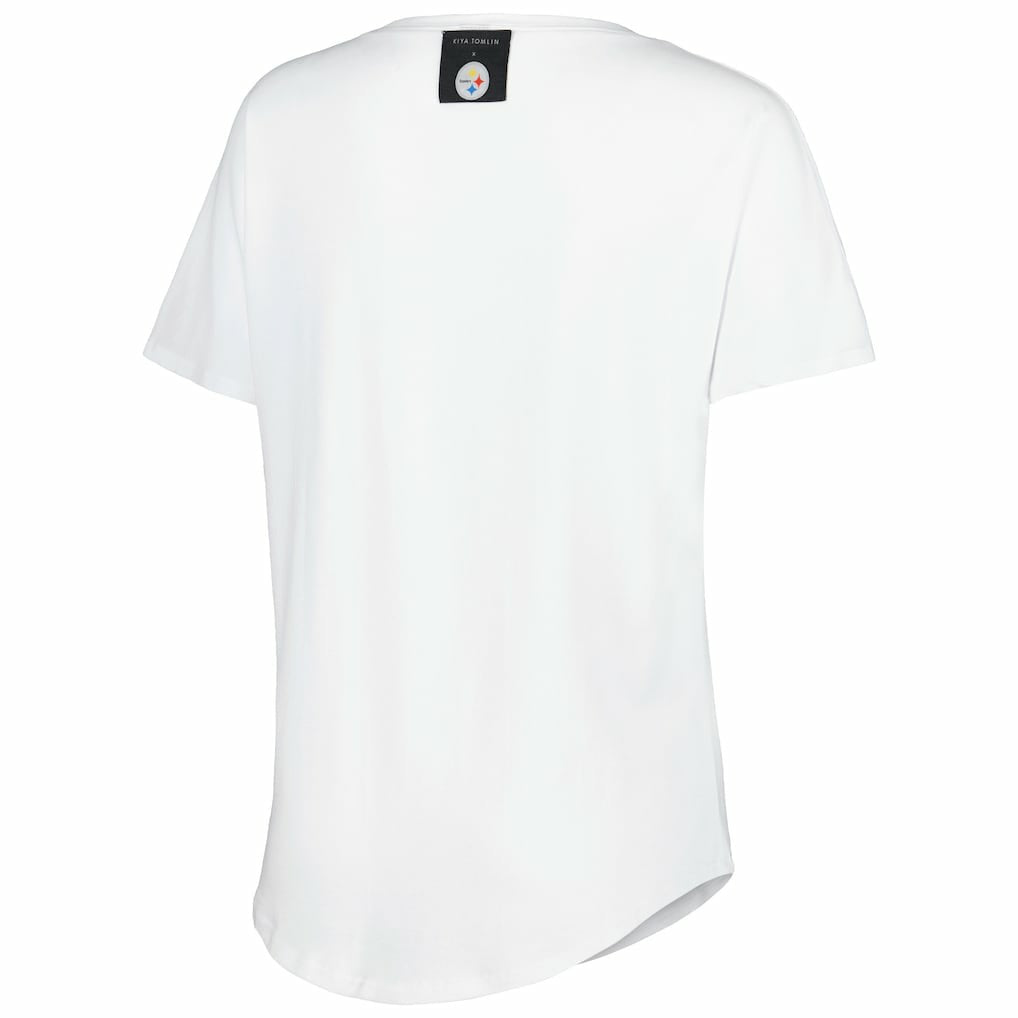Pittsburgh Steelers KIYA TOMLIN Women's Tri-Blend V-Neck T-Shirt White