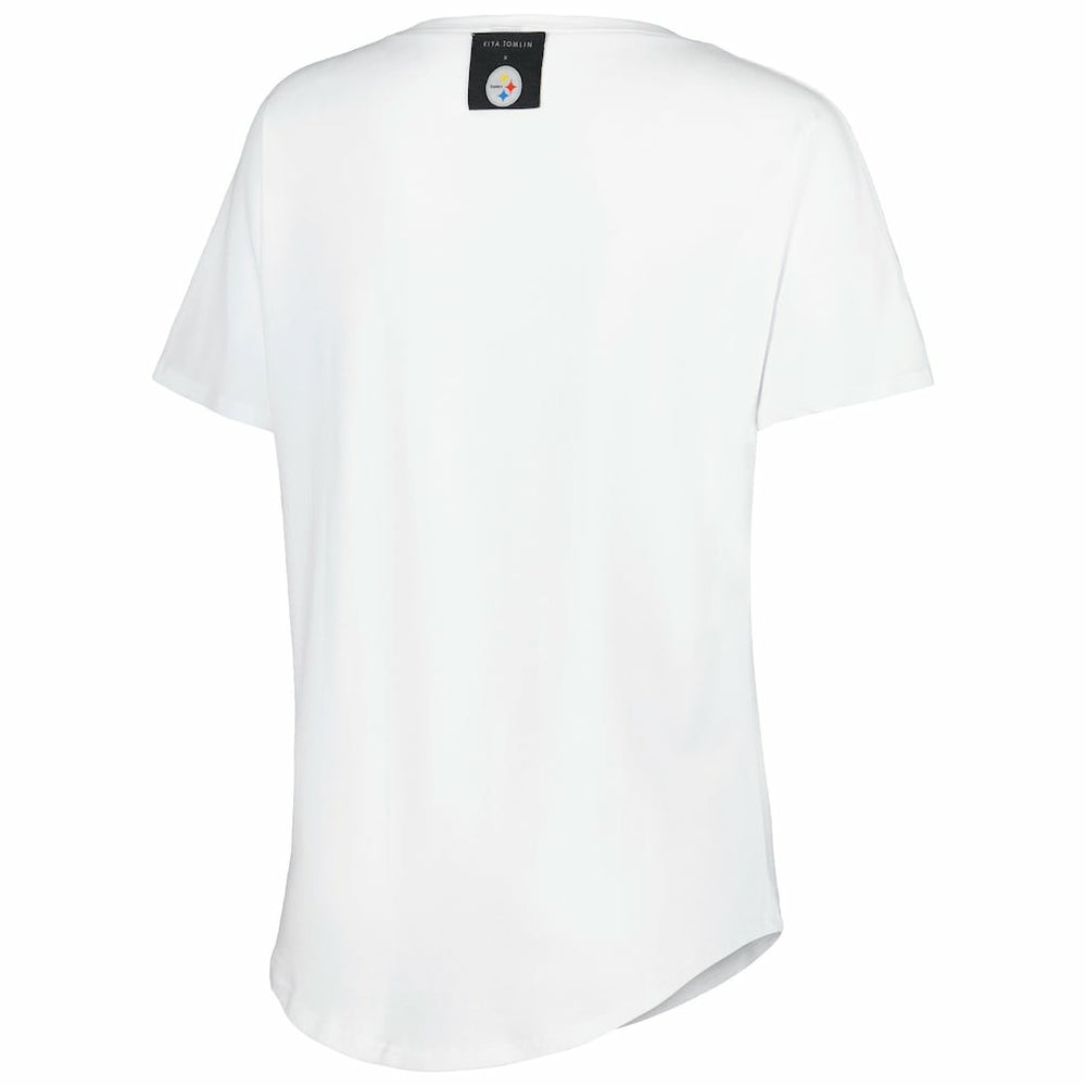 Pittsburgh Steelers KIYA TOMLIN Women's Tri-Blend V-Neck T-Shirt White