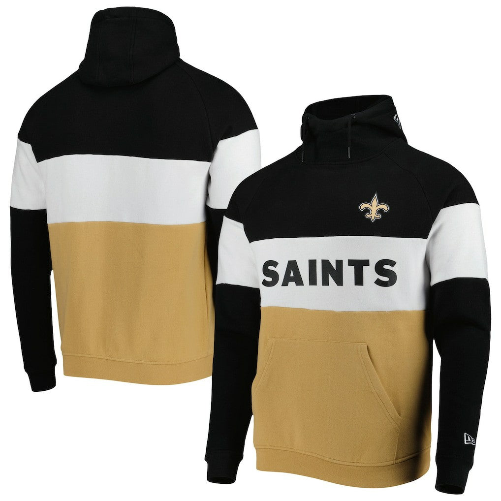 New Orleans Saints New Era Colorblock Current Pullover Hoodie Gold/Black