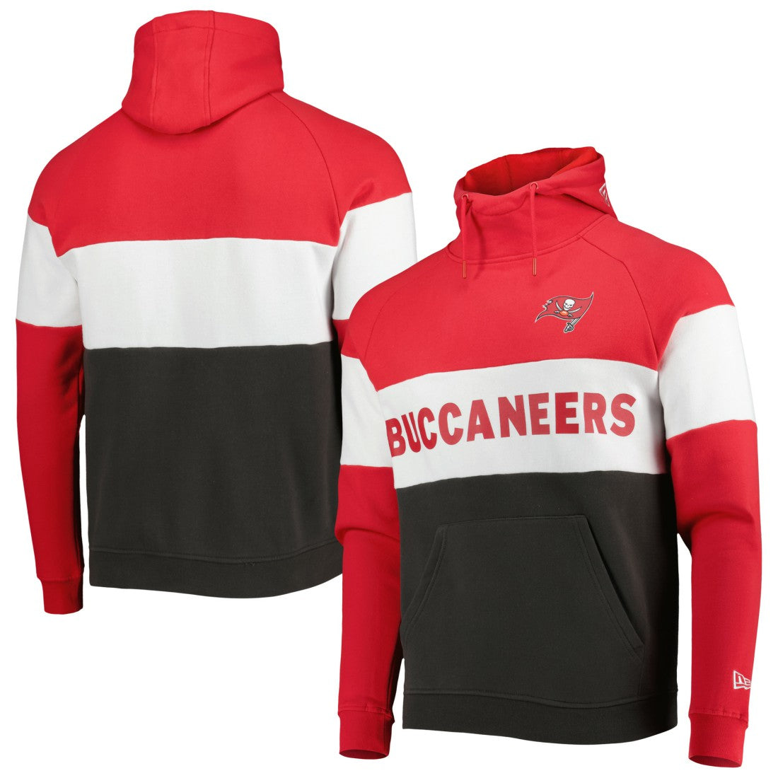 Tampa Bay Buccaneers New Era Colorblock Current Pullover Hoodie Heather Charcoal/Red