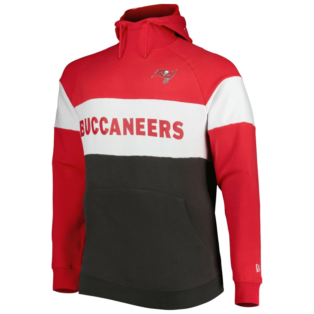 Tampa Bay Buccaneers New Era Big & Tall Current Colorblock Raglan Fleece Pullover Hoodie Heather Charcoal/Black