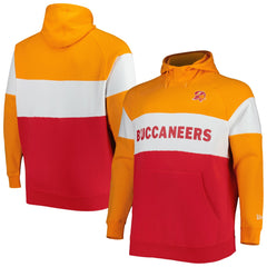 Tampa Bay Buccaneers New Era Big & Tall Throwback Colorblock Fleece Raglan Pullover Hoodie Orange/Red