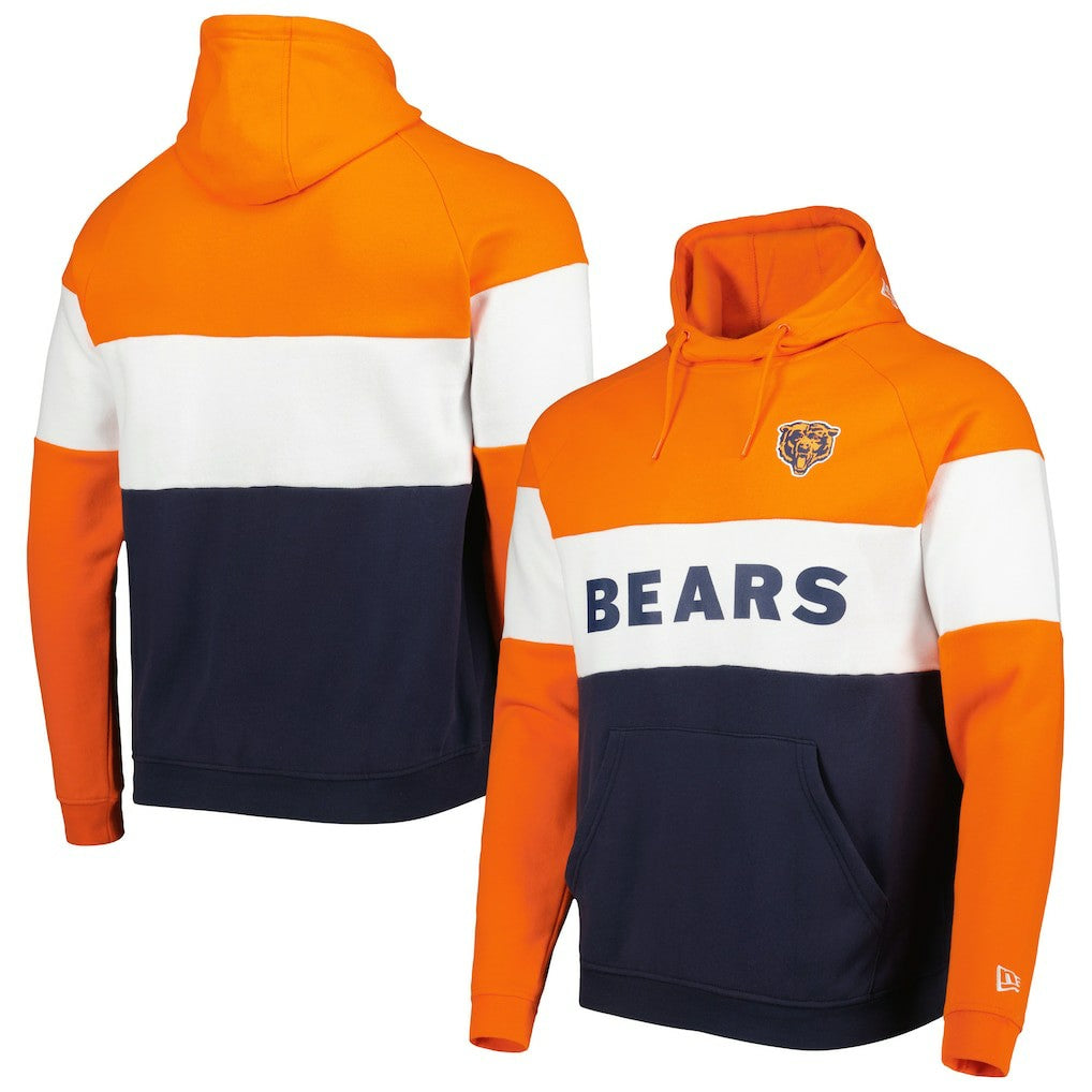 Chicago Bears New Era Colorblock Throwback Pullover Hoodie Navy/Orange