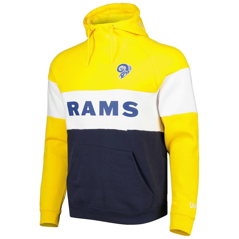 Los Angeles Rams New Era Colorblock Throwback Pullover Hoodie Navy/Gold