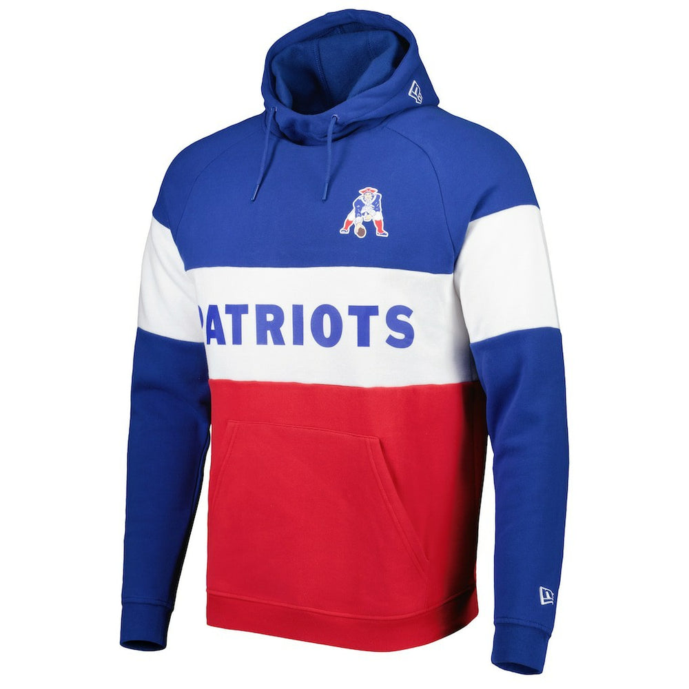 New England Patriots New Era Colorblock Throwback Pullover Hoodie Red/Royal