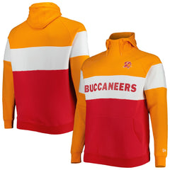 Tampa Bay Buccaneers New Era Big & Tall Throwback Colorblock Raglan Pullover Hoodie Red